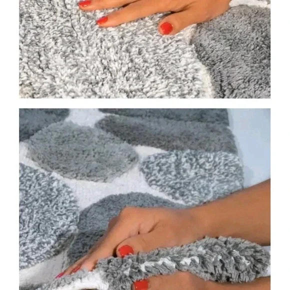 Pebbles Grey 24 in. x 60 in. Bath Rug Runner, 100% Cotton Tufted Bath Runner - Picture 4 of 4